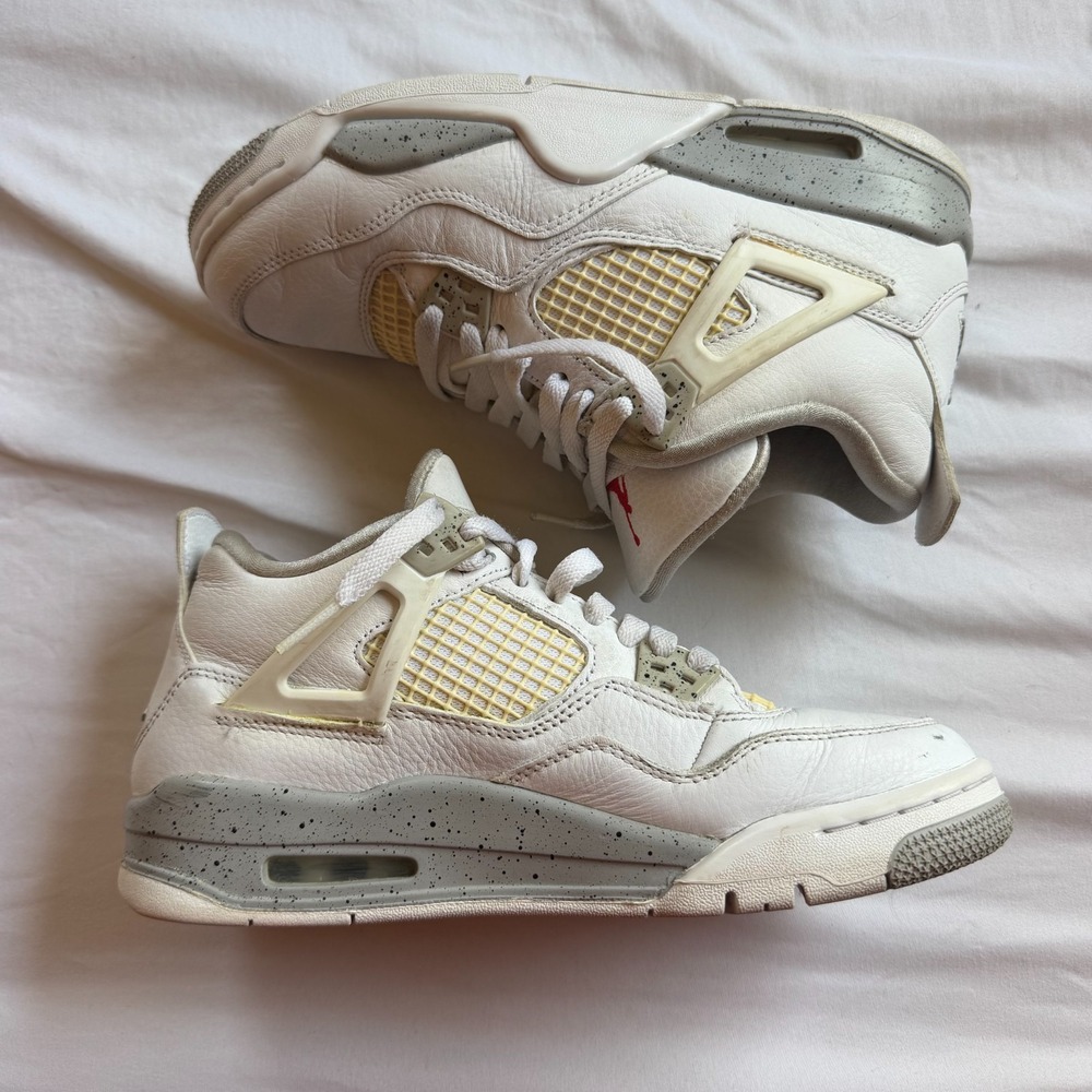 Air Jordan 4 Retro White Oreo Tech Grey Kids Sneakers 7Y DJ4699-100
